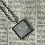 Moon, vintage book illustrations, hand-soldered glass pendant