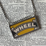1 Bicycle, vintage illustration up-cycled to hand-soldered glass pendant