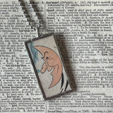 1 Moon and stars, vintage 1930s children's book illustrations up-cycled to soldered glass pendant