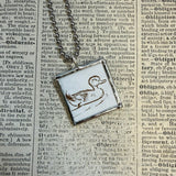 Make Way for Ducklings, vintage children's book illustrations, up-cycled to soldered glass pendant