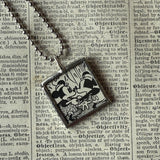 Mickey Mouse, vintage illustrations, up-cycled to soldered glass pendant