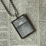 Moon, vintage book illustrations, hand-soldered glass pendant
