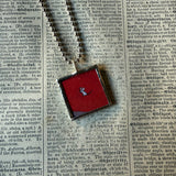 Little white mouse, vintage children's book illustrations, up-cycled to soldered glass pendant