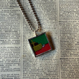 Little white mouse, vintage children's book illustrations, up-cycled to soldered glass pendant