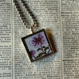 Little Rabbit and flowers, vintage illustrations, up-cycled to soldered glass pendant
