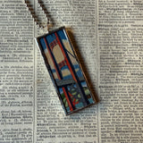 Vintage San Francisco Golden Gate Bridge and Bay Bridge illustrations, upcycled hand soldered glass pendant