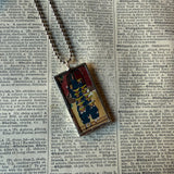 Madeline and Miss Clavel, original illustrations from vintage book, up-cycled to soldered glass pendant
