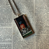 Madeline and Miss Clavel, original illustrations from vintage book, up-cycled to soldered glass pendant