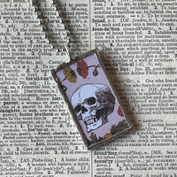 Momento Mori, Skull, owl, vintage illustrations up-cycled to soldered glass pendant