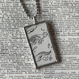 1 Fish, vintage 1930s children's book illustrations up-cycled to soldered glass pendant