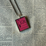 Snoopy, comic strip illustrations from vintage Peanuts book, up-cycled to hand-soldered glass pendant