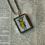 Madeline and Miss Clavel, original illustrations from 1970s vintage book, up-cycled to soldered glass pendant