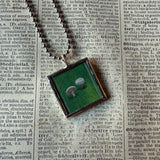 Mushroom and ladybug, vintage children's book illustrations up-cycled to soldered glass pendant