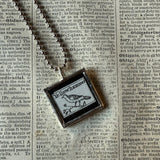 Quail, Yellowhammer birds, vintage illustrations, upcycled to soldered glass pendant