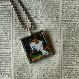 Calvin & Hobbes, original vintage comic book illustrations, upcycled to soldered glass pendant