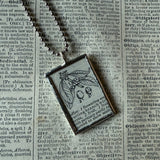 Coffee plant, vintage botanical dictionary illustration, upcycled to soldered glass pendant