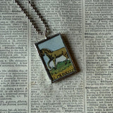 Horse / snake, vintage Loteria card illustrations, up-cycled to soldered glass pendant