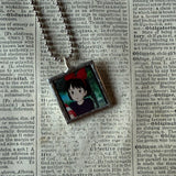 Kiki's Delivery Service, Miyazaki animation stills / movie poster up-cycled to soldered glass pendant