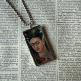 Frida Khalo, self-portraits, upcycled to hand soldered glass pendant