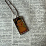Frida Khalo, self-portraits, upcycled to hand soldered glass pendant