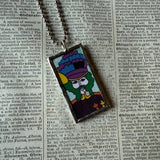 Beatles Yellow Submarine vintage album cover images, upcycled hand soldered glass pendant