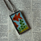 Fish - vintage children's book illustration up-cycled to soldered glass pendant
