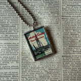 Vintage San Francisco Golden Gate Bridge and Ferry Building illustrations, upcycled hand soldered glass pendant