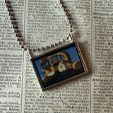 Totoro, Miyazaki animation stills / movie poster up-cycled to soldered glass pendant