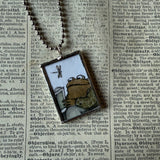 Frog and Toad, vintage children's book illustrations, up-cycled to soldered glass pendant