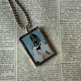Barack and Michelle Obama portraits - Amy Sherald, Kehinde Wiley paintings, upcycled to soldered glass pendant