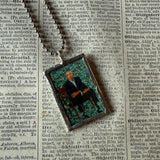 Barack and Michelle Obama portraits - Amy Sherald, Kehinde Wiley paintings, upcycled to soldered glass pendant