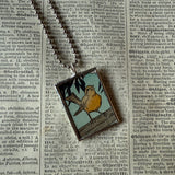 Little birds, vintage 1930s children's book illustrations upcycled to soldered glass pendant