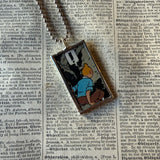 Tintin, original vintage 1960s book illustrations, upcycled to soldered glass pendant