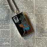 Tintin, original vintage 1960s book illustrations, upcycled to soldered glass pendant