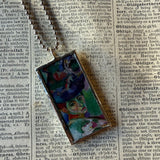 Woman in Blue Hat, Henri Matisse, upcycled to hand soldered glass pendant