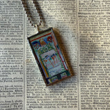 Woman in Blue Hat, Henri Matisse, upcycled to hand soldered glass pendant