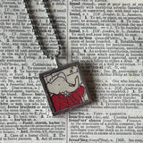 Babar, original vintage 1960s book illustrations, upcycled to soldered glass pendant