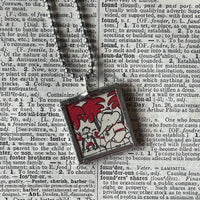 Babar, original vintage 1960s book illustrations, upcycled to soldered glass pendant