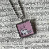 Snoopy, Woodstock, comic strip illustrations from vintage Peanuts book, up-cycled to hand-soldered glass pendant