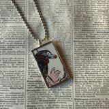 Little birds, vintage 1930s children's book illustrations upcycled to soldered glass pendant