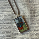 Little birds, vintage 1930s children's book illustrations upcycled to soldered glass pendant