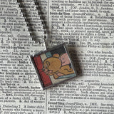 Tom and Jerry comics, original vintage 1970s comic book illustrations, upcycled to soldered glass pendant