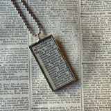 Fern fronds, vintage botanical dictionary illustration, upcycled to soldered glass pendant