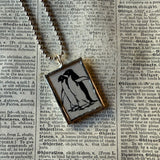 Mr. Popper's Penguins, vintage children's book illustrations, hand-soldered glass pendant