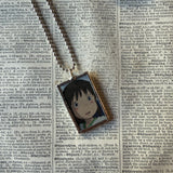 Spirited Away, Miyazaki animation stills / movie poster up-cycled to soldered glass pendant