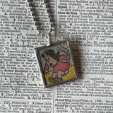Lulu and Tubby, vintage 1960s comic illustration, upcycled to soldered hand-soldered glass pendant 