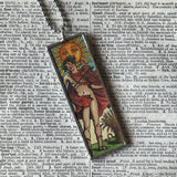 1 Luna, Sol, Sun and Moon, vintage tarot card illustration up-cycled to soldered glass pendant