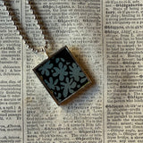 Fox under a full moon, vintage illustration, up-cycled to soldered glass pendant