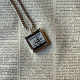 Monkey and otter, vintage illustrations, upcycled to soldered glass pendant