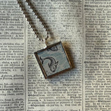 Fish - vintage children's book illustration up-cycled to soldered glass pendant